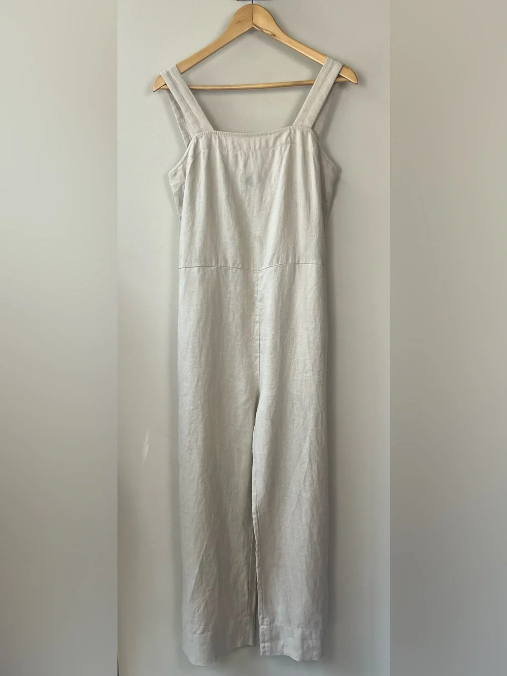 Quince 100% European Linen Square Neck Jumpsuit Size S